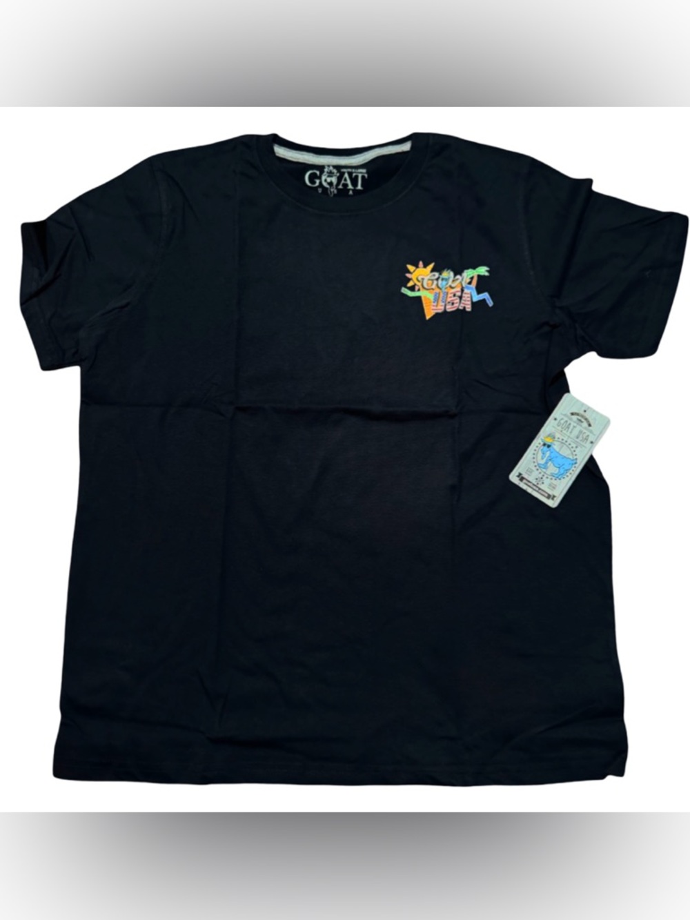 GOAT USA short Sleeve Tee with Colorful Logo on front & back BNWT YXL